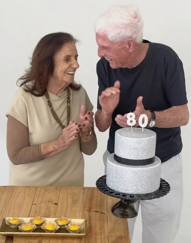Josué dos Santos e Maria Helena durante a celebração dos 80 anos dele